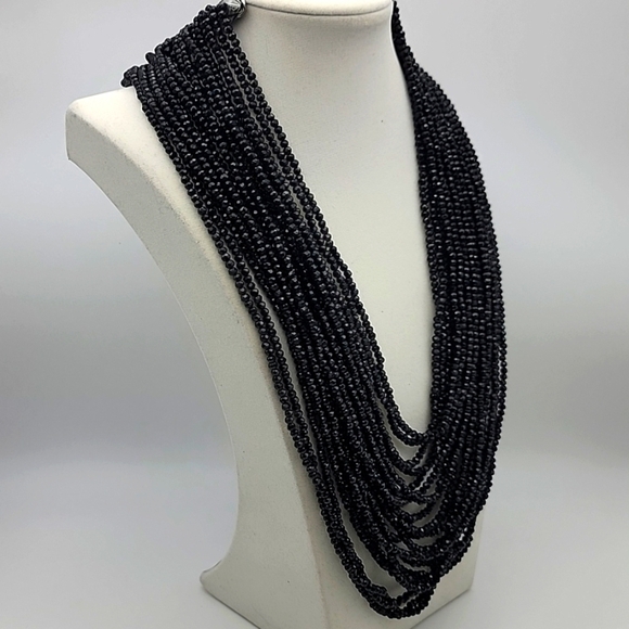 815.00 Cts Natural 20 Strand Black Spinel Faceted Gemstone Beaded Necklace - Picture 5 of 12